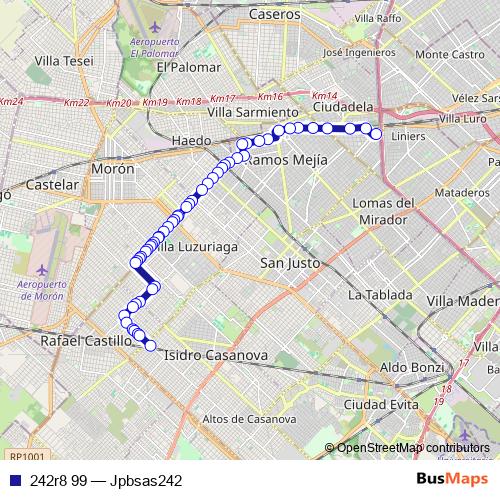 242r8 99 bus Line Map
