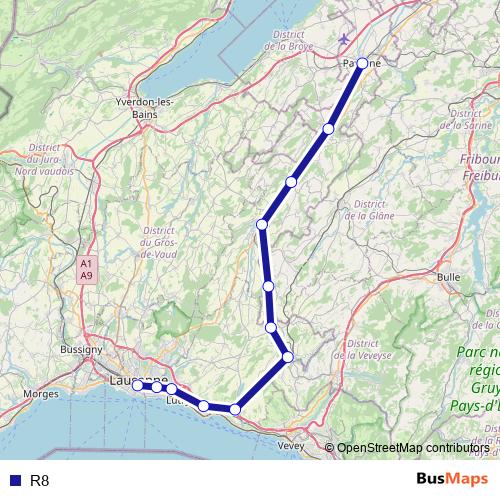 R8 rail Line Map