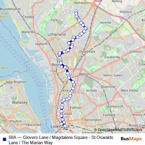 58A bus Line Map