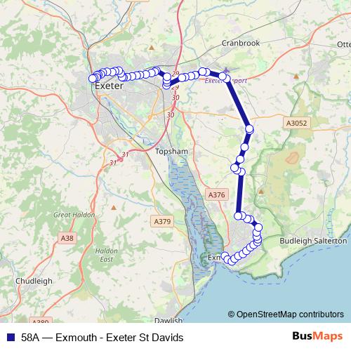 58A bus Line Map