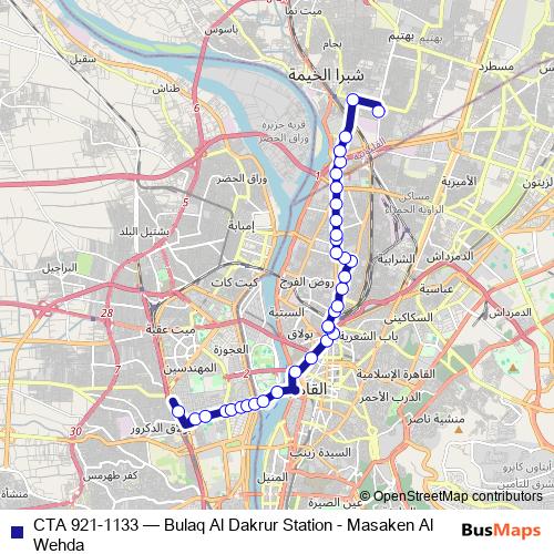 CTA 921-1133 bus Line Map