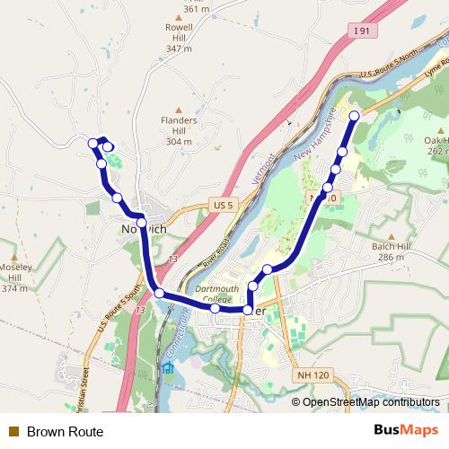 Brown Route bus Line Map