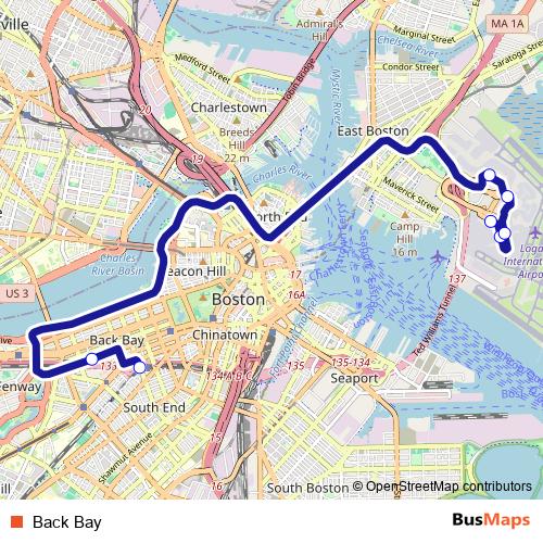 Back Bay bus Line Map