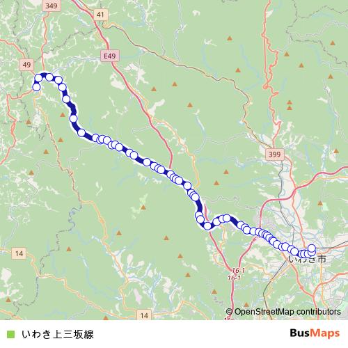 Iwaki Kamimisaka Line bus Line Map