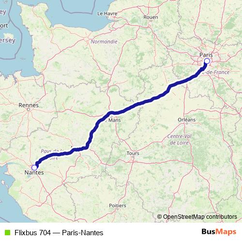 Flixbus 704 bus Line Map