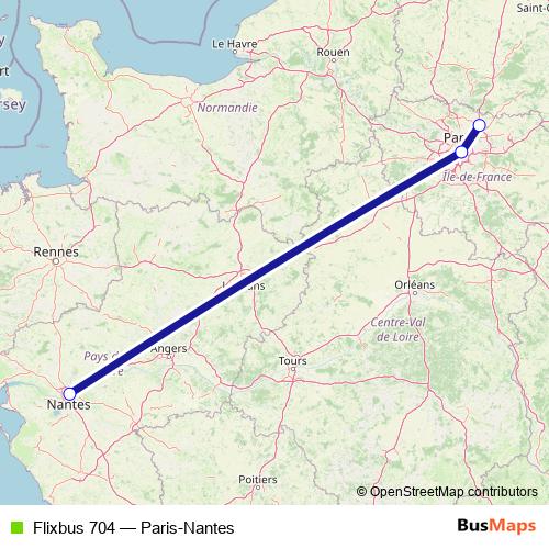Flixbus 704 bus Line Map