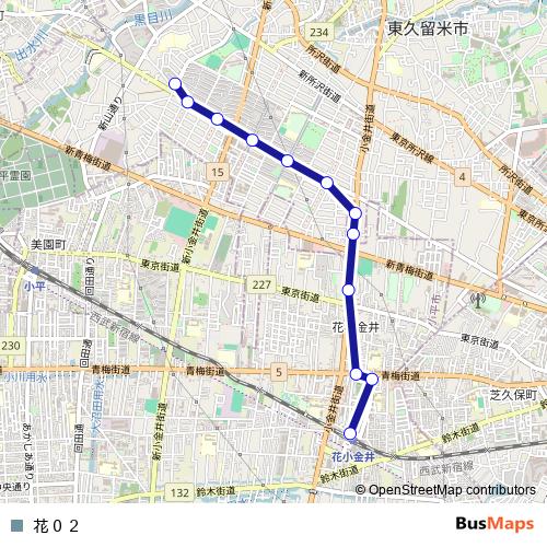 花０２ bus Line Map