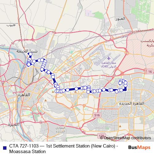 CTA 727-1103 bus Line Map