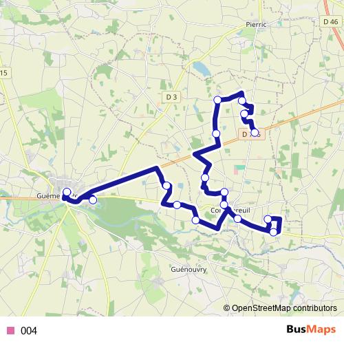 004 bus Line Map