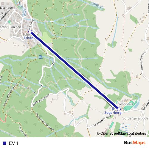 EV 1 bus Line Map