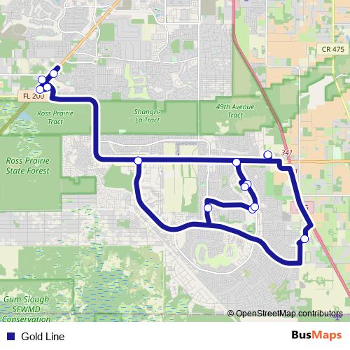 Gold Line bus Line Map