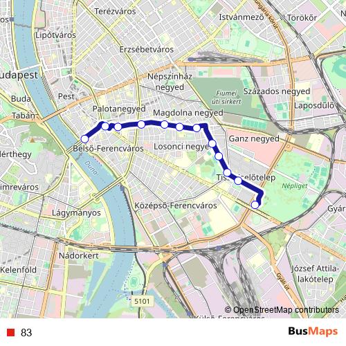 83 trolleybus Line Map