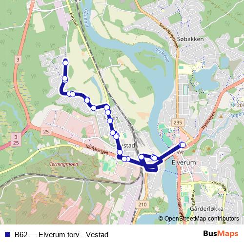 B62 bus Line Map