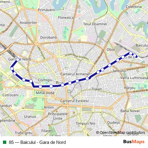 85 trolleybus Line Map