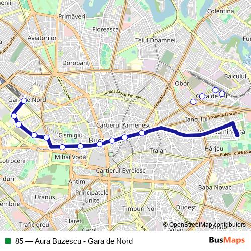 85 trolleybus Line Map
