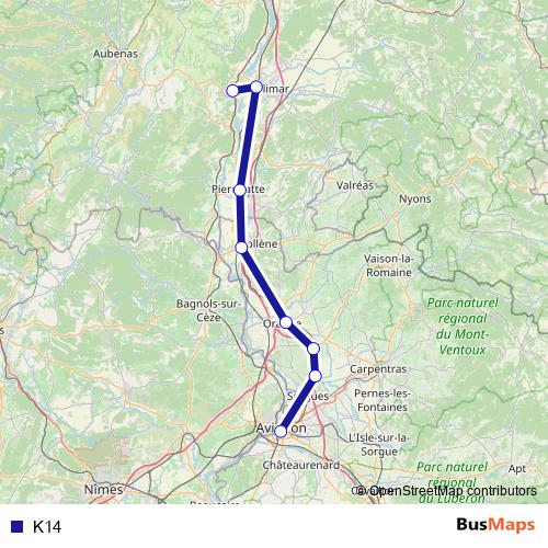K14 bus Line Map