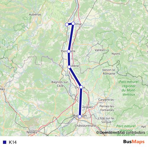 K14 bus Line Map
