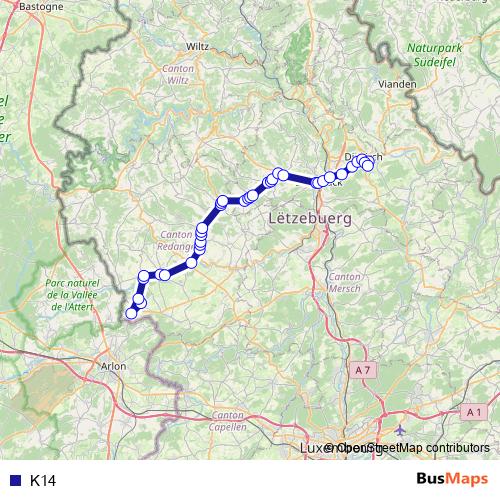 K14 bus Line Map