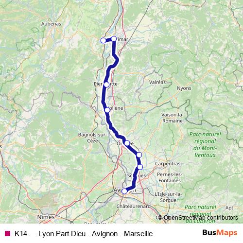 K14 bus Line Map