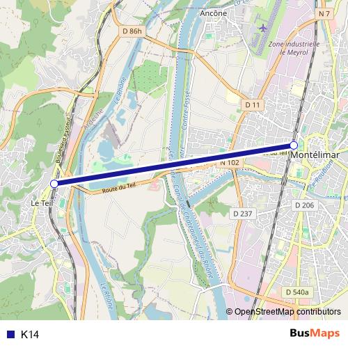 K14 bus Line Map