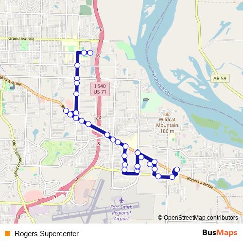 Rogers Supercenter bus Line Map