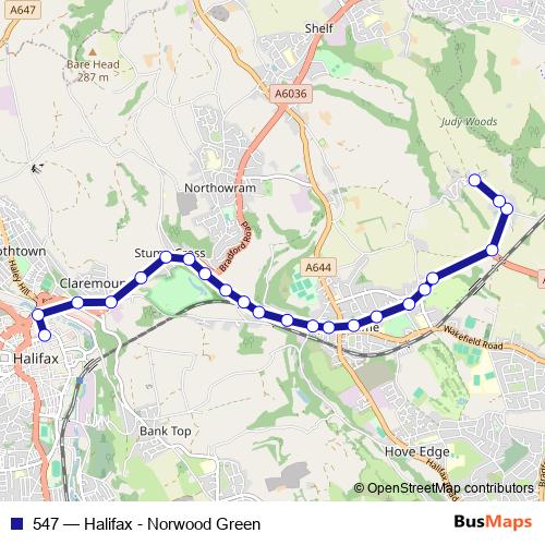 547 bus Line Map