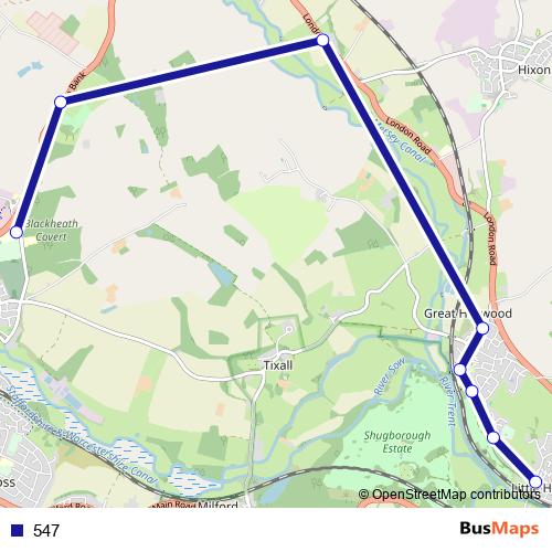 547 bus Line Map