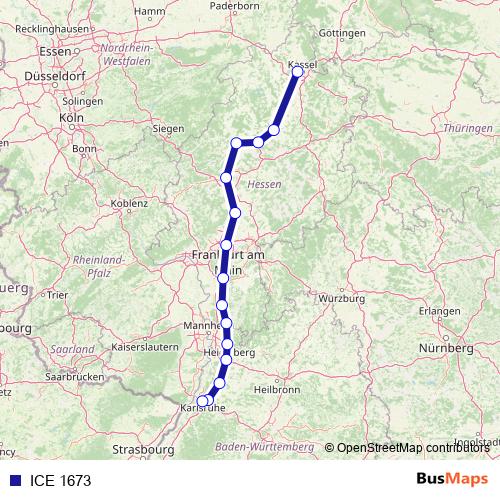 ICE 1673 rail Line Map
