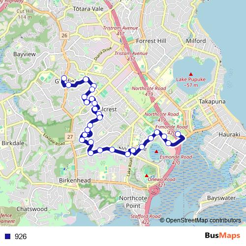 926 bus Line Map