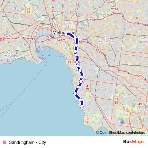 Sandringham - City metro Line Map