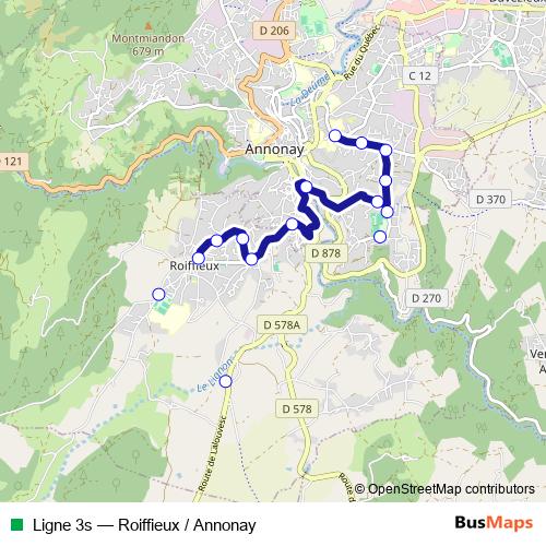 Ligne 3s bus Line Map