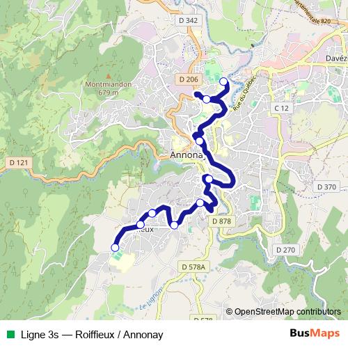 Ligne 3s bus Line Map