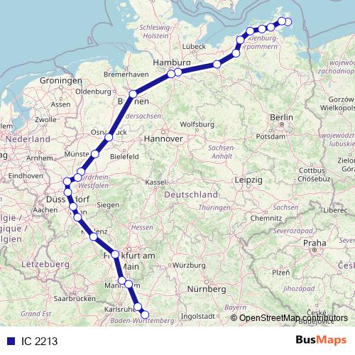 IC 2213 rail Line Map