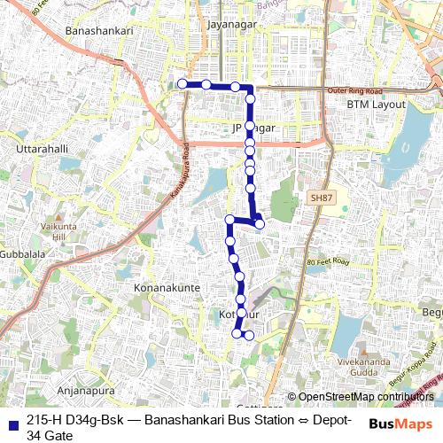 215-H D34g-Bsk bus Line Map