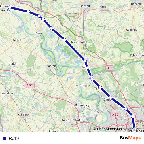 Re19 bus Line Map