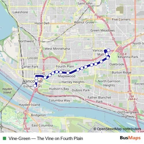 Vine-Green bus Line Map