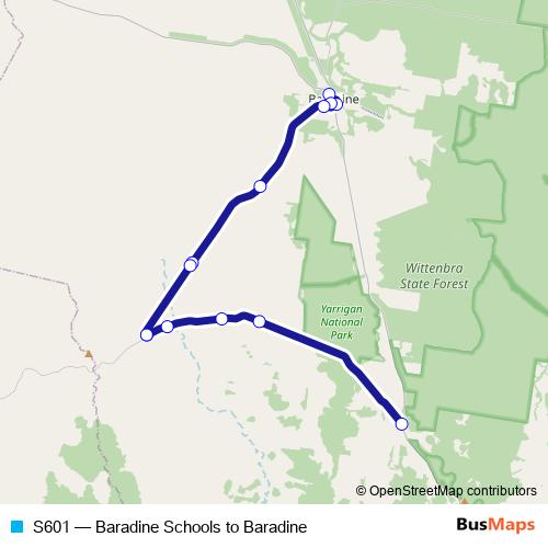 S601 bus Line Map