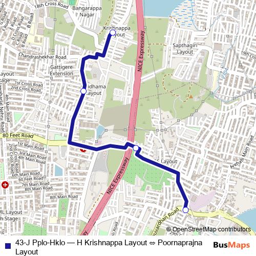 43-J Pplo-Hklo bus Line Map