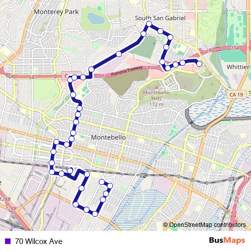 70 Wilcox Ave bus Line Map