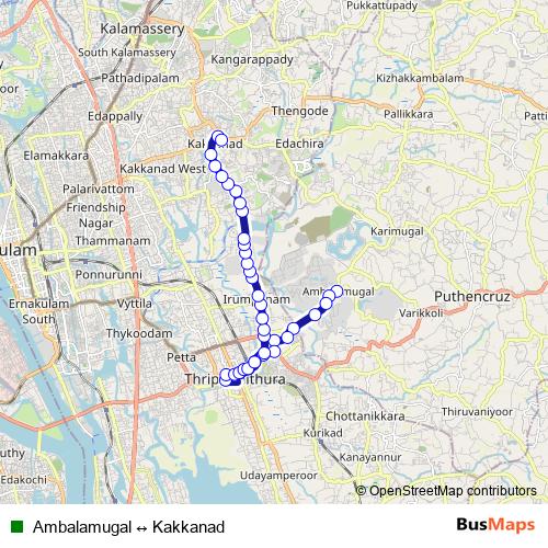 Ambalamugal ↔ Kakkanad bus Line Map
