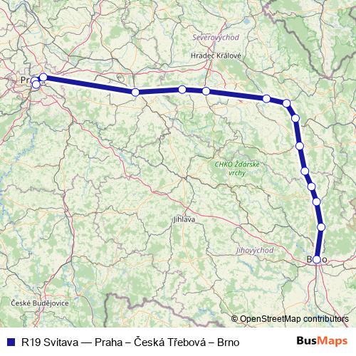R19 Svitava rail Line Map