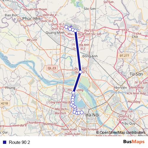 Route 90 2 bus Line Map