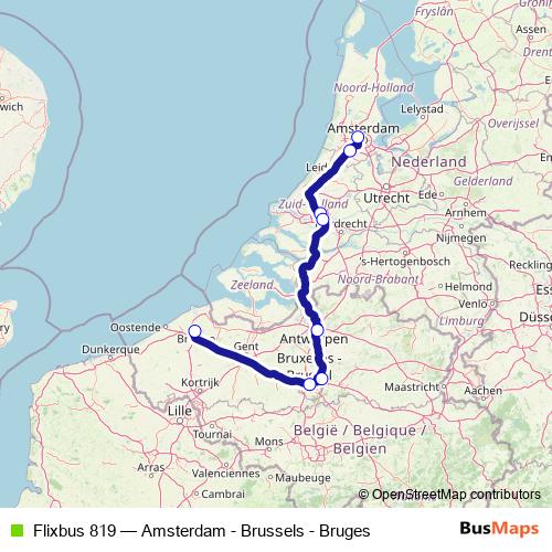 Flixbus 819 bus Line Map