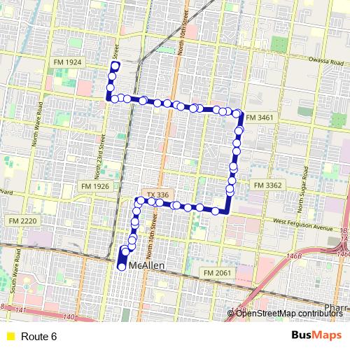 Route 6 bus Line Map