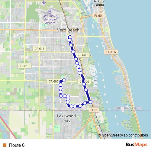Route 6 bus Line Map