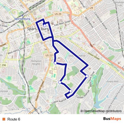 Route 6 bus Line Map