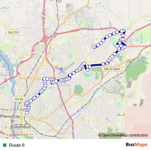Route 6 bus Line Map