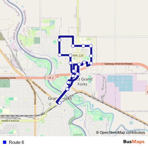 Route 6 bus Line Map