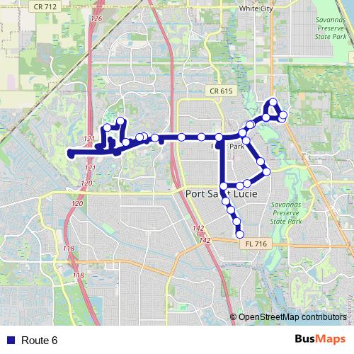 Route 6 bus Line Map