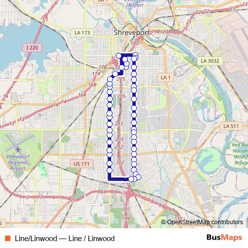 Line/Linwood bus Line Map
